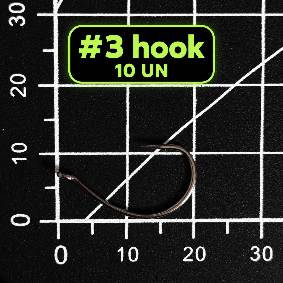 Standard Dropshot / Wacky Hook #3 – 10 pack Size 3 standard dropshot and wacky hook on a metric grid, supplied in packs of 10