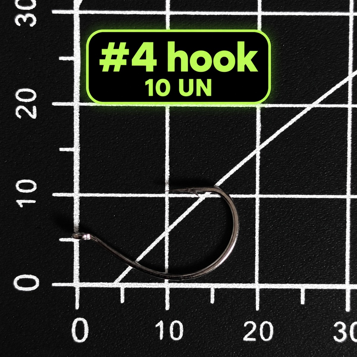 Standard Dropshot / Wacky Hook #4 – 10 pack Size 4 standard dropshot and wacky hook on a metric grid, supplied in packs of 10